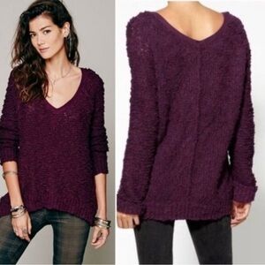 Free People Chunky Knit Eggplant Sweater Size XS